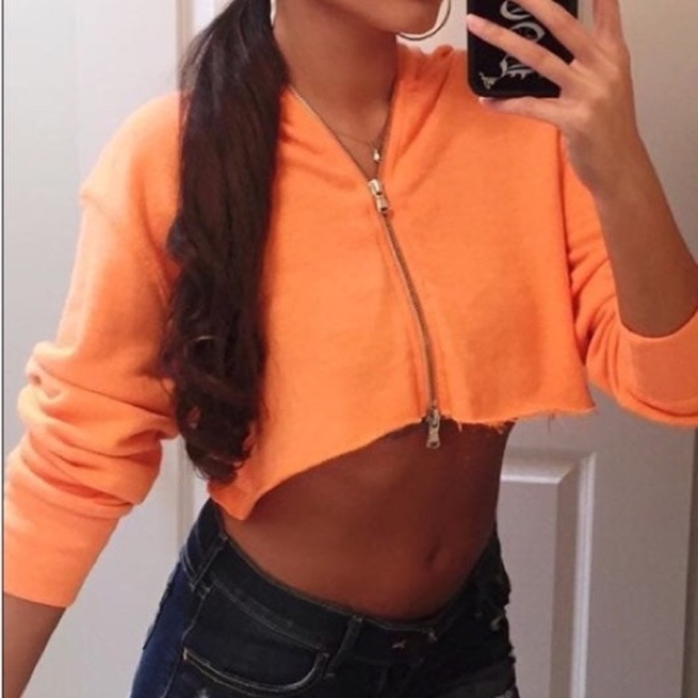 Orange Cropped Hoodie